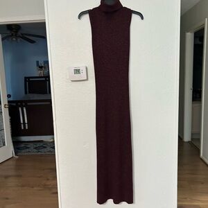 PAIGE Burgundy Sleeveless Maxi Dress with Subtle Shimmer